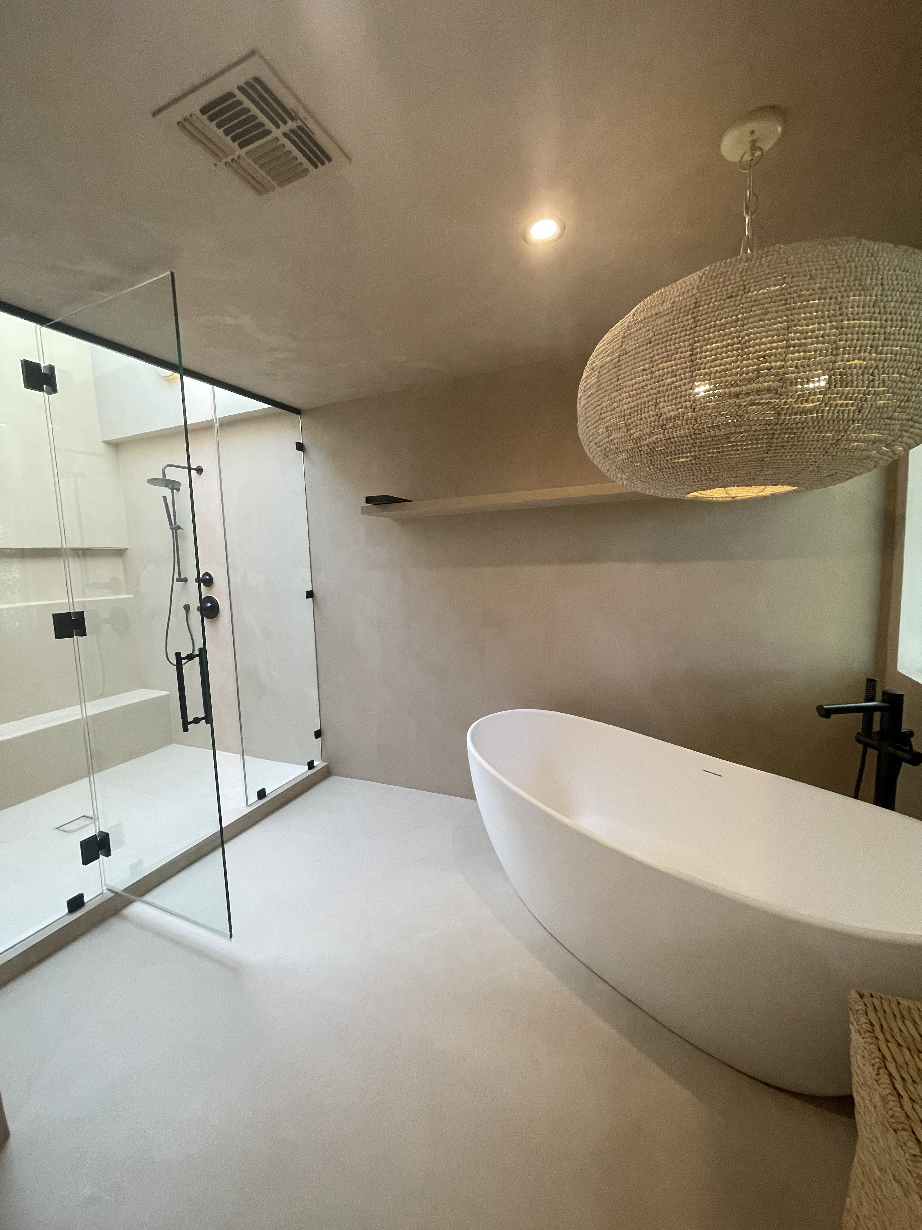 Luxury bathroom remodel with freestanding tub and frameless shower - Pacific Palisades